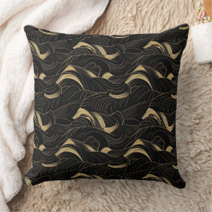 Abstraktes Schwarz-Gold-Muster Kissen