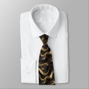Abstraktes Schwarz-Gold-Muster Krawatte