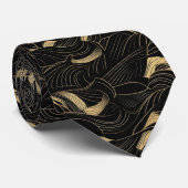 Abstraktes Schwarz-Gold-Muster Krawatte (Gerollt)