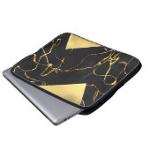 Abstraktes Schwarz-Gold-Muster Laptopschutzhülle (Vorne Knopf)