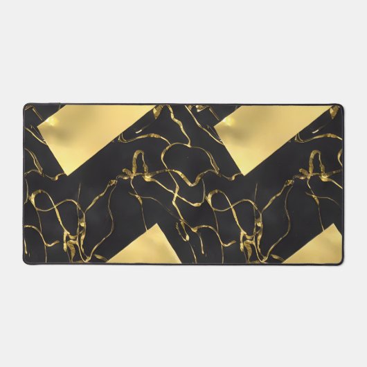 Abstraktes Schwarz-Gold-Muster Schreibtischunterlage (Vorderseite)