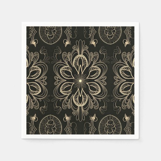 Abstraktes Schwarz-Gold-Muster Serviette (Vorderseite)