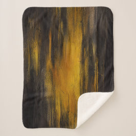 Abstraktes Schwarz-Gold-Muster Sherpadecke