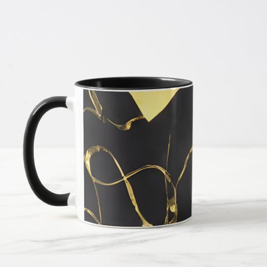 Abstraktes Schwarz-Gold-Muster Tasse (Links)
