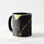 Abstraktes Schwarz-Gold-Muster Tasse (Vorderseite Links)