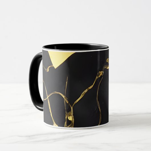 Abstraktes Schwarz-Gold-Muster Tasse (Vorderseite Links)