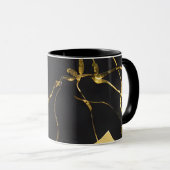Abstraktes Schwarz-Gold-Muster Tasse (VorderseiteRechts)