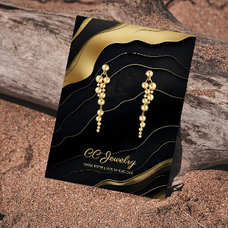 Abstraktes Schwarz-Gold-Schmuck-Ohrhänger-Display Visitenkarte