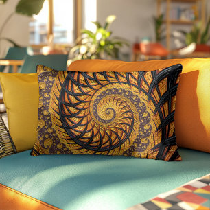 Abstraktes Schwarz-Gold-Spiral-Fraktal Dekokissen