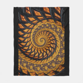 Abstraktes Schwarz-Gold-Spiral-Fraktal Fleecedecke