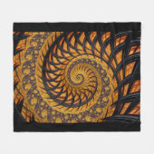 Abstraktes Schwarz-Gold-Spiral-Fraktal Fleecedecke (Vorderseite (Horizontal))