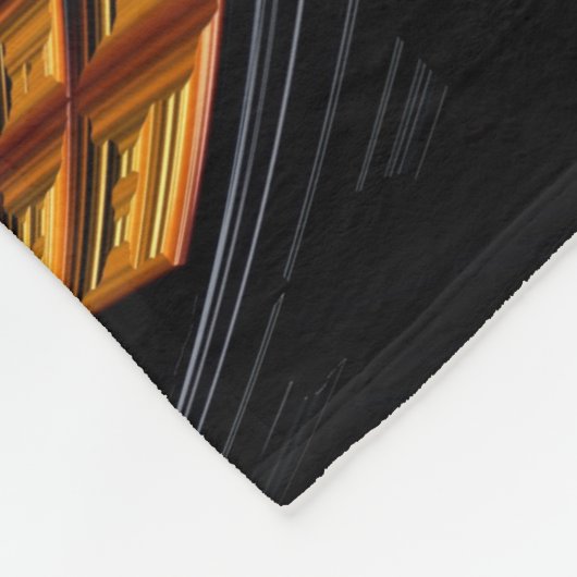 Abstraktes Schwarz-Gold-Spiral-Fraktal Fleecedecke (Ecke)