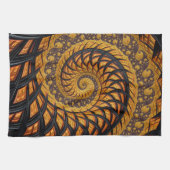 Abstraktes Schwarz-Gold-Spiral-Fraktal Geschirrtuch (Horizontal)