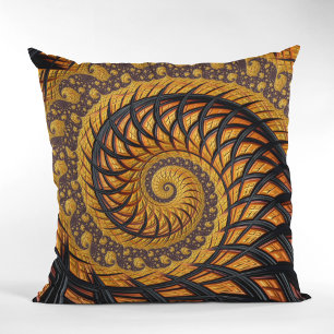 Abstraktes Schwarz-Gold-Spiral-Fraktal Kissen