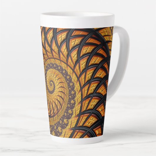 Abstraktes Schwarz-Gold-Spiral-Fraktal Milchtasse (Rechte Ecke)
