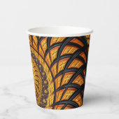 Abstraktes Schwarz-Gold-Spiral-Fraktal Pappbecher (Rückseite)