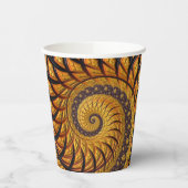 Abstraktes Schwarz-Gold-Spiral-Fraktal Pappbecher (Links)