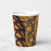 Abstraktes Schwarz-Gold-Spiral-Fraktal Pappbecher (Rechts)