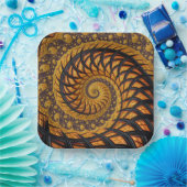 Abstraktes Schwarz-Gold-Spiral-Fraktal Pappteller (Party)