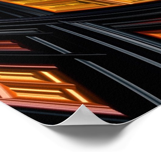 Abstraktes Schwarz-Gold-Spiral-Fraktal Poster (Ecke)