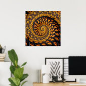 Abstraktes Schwarz-Gold-Spiral-Fraktal Poster (Heimbüro)