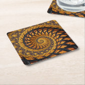 Abstraktes Schwarz-Gold-Spiral-Fraktal Rechteckiger Pappuntersetzer (angewinkelt)