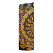 Abstraktes Schwarz-Gold-Spiral-Fraktal Thermosbecher (Nach links gedreht)