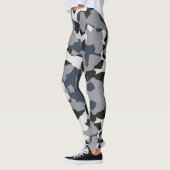 Abstraktes Schwarz-, Grau- und Weißmuster Leggings (Links)