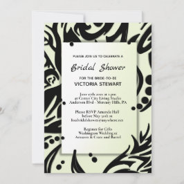 Abstraktes Schwarz-Grün-Brautparty Einladung