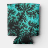 Abstraktes Schwarz-Grün-Fraktal Kunst Dosenkühler (Vorderseite)