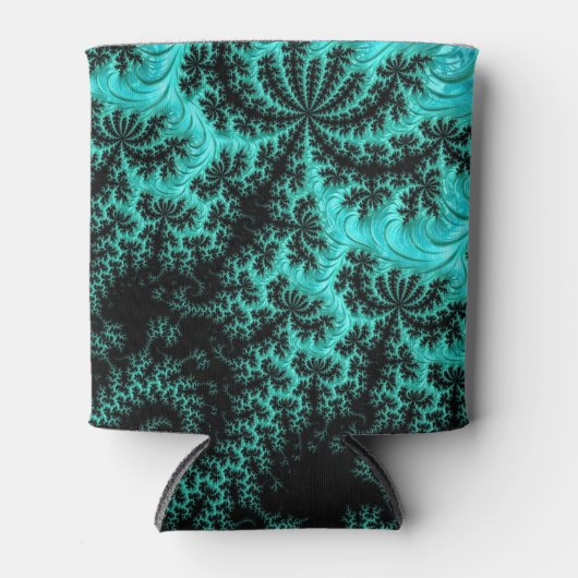Abstraktes Schwarz-Grün-Fraktal Kunst Dosenkühler (Vorderseite)