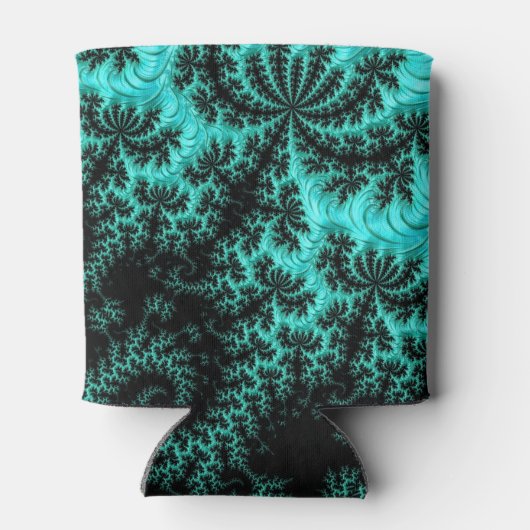 Abstraktes Schwarz-Grün-Fraktal Kunst Dosenkühler (Rückseite)
