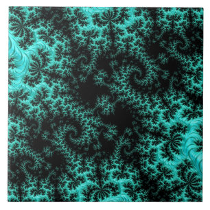 Abstraktes Schwarz-Grün-Fraktal Kunst Fliese