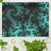 Abstraktes Schwarz-Grün-Fraktal Kunst Geschirrtuch (Gefaltet)