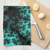 Abstraktes Schwarz-Grün-Fraktal Kunst Geschirrtuch (Viertel Falte)