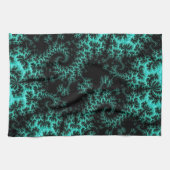 Abstraktes Schwarz-Grün-Fraktal Kunst Geschirrtuch (Horizontal)