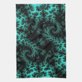 Abstraktes Schwarz-Grün-Fraktal Kunst Geschirrtuch (Vertikal)