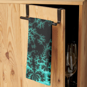 Abstraktes Schwarz-Grün-Fraktal Kunst Geschirrtuch