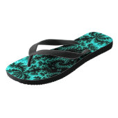 Abstraktes Schwarz-Grün-Fraktal-Muster Badesandalen (Schrägansicht)