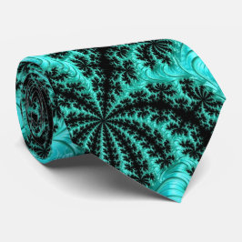 Abstraktes Schwarz-Grün-Fraktal-Muster Krawatte