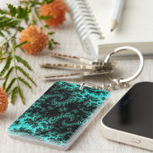 Abstraktes Schwarz-Grün-Fraktal-Muster Schlüsselanhänger (Vorderseite rechts)