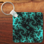 Abstraktes Schwarz-Grün-Fraktal-Muster Schlüsselanhänger (Vorderseite)