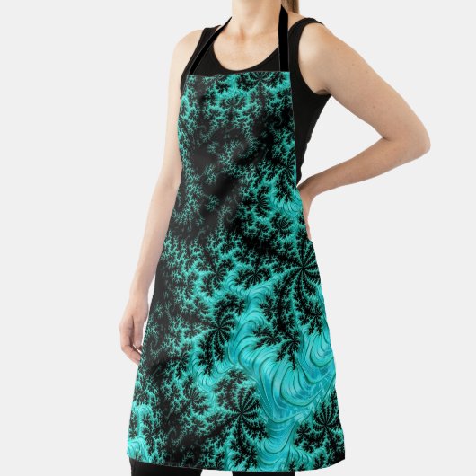Abstraktes Schwarz-Grün-Fraktal-Muster Schürze (InSitu)