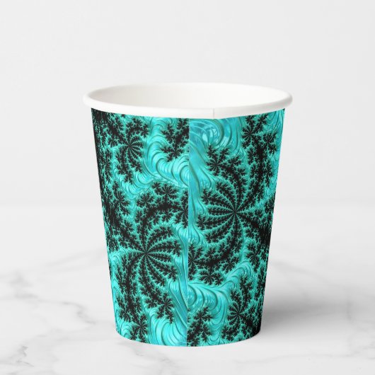 Abstraktes Schwarz-Grün-Fraktal Pappbecher (Rechts)