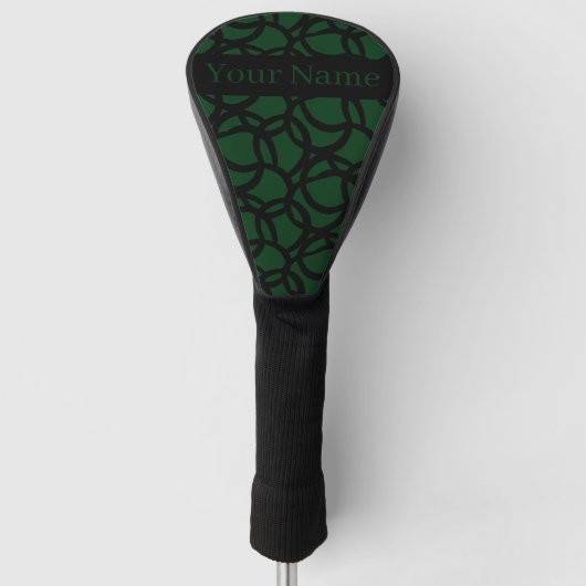 Abstraktes Schwarz-Grün-Muster Personalisiert Golf Headcover (Vorderseite)