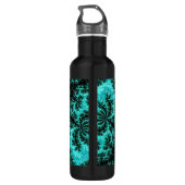 Abstraktes Schwarz-Grün-Symmetrisches Fraktal Edelstahlflasche (Rückseite)
