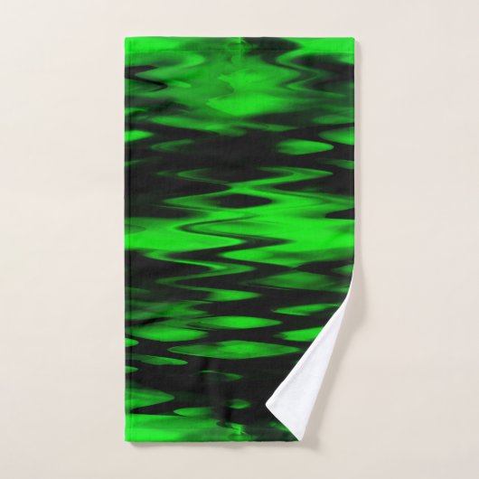 Abstraktes Schwarz-Grün-Zickzack Badhandtuch Set (Handtuch)