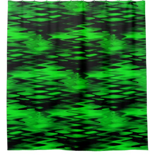 Abstraktes Schwarz-Grün-Zickzack Duschvorhang (Vorderseite)