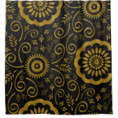 Abstraktes Schwarz mit Gold-Glitzer/Fotolack Duschvorhang (Vorderseite)