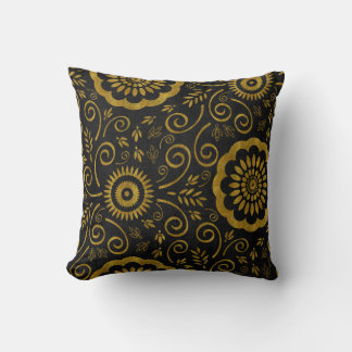 Abstraktes Schwarz mit Gold-Glitzer/Fotolack Kissen